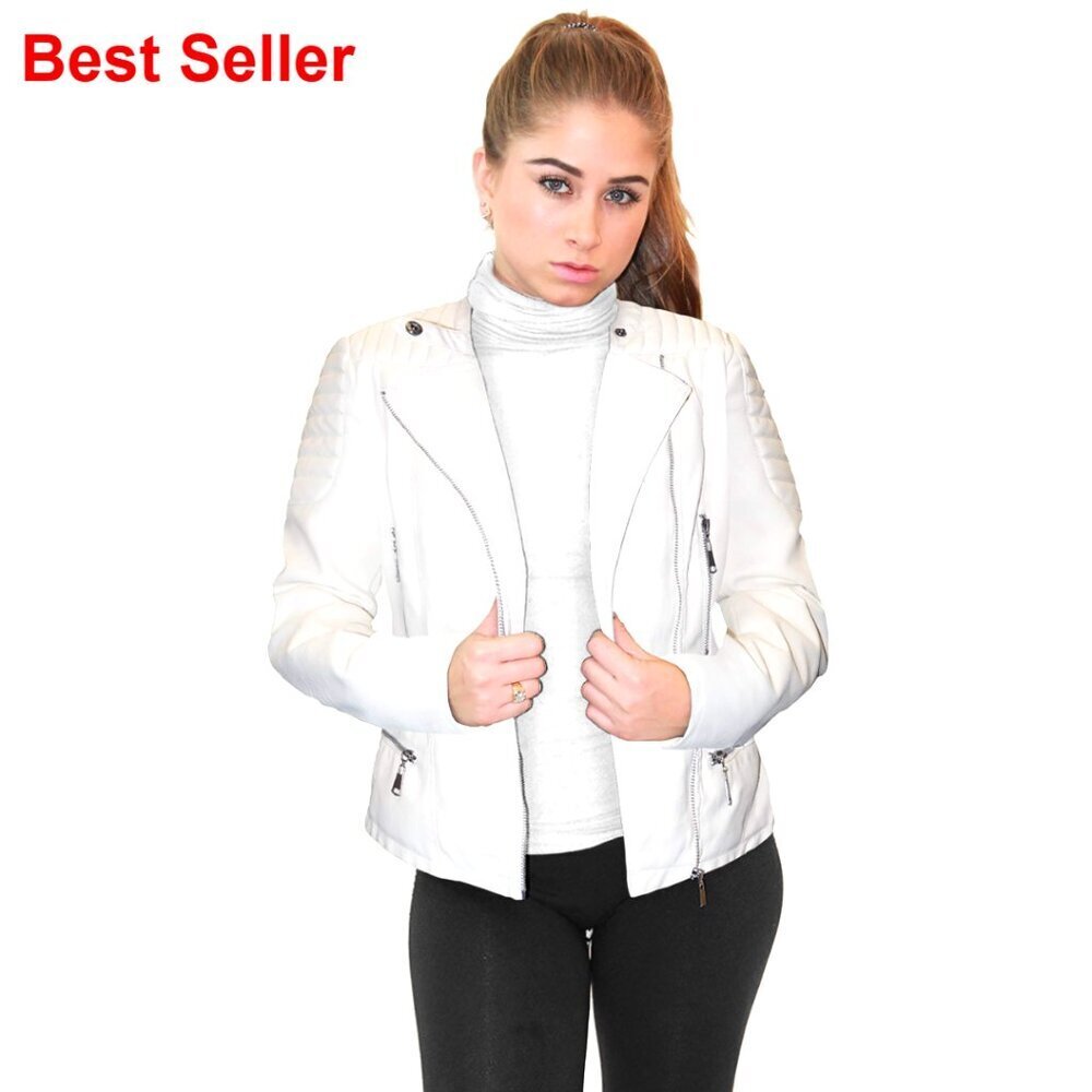 Faux Leather Zip Up Moto Biker Jacket